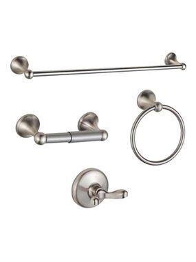 Brushed Nickel Bathroom Hardware Set Towel Bar Ring Hook Toilet Paper Holder